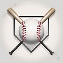 Baseball, Bat, Homeplate Illustration