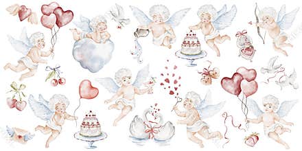 Valentines Day Watercolor Clipart Collection