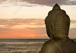 Buddha and sunset