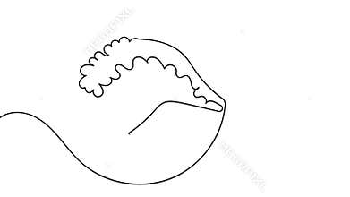 Ocean wave continuous line motion graphic seamless loop