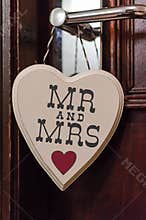 Mr and Mrs wooden heart