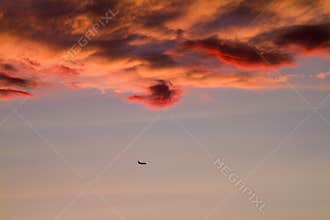 Sunset and aircraft