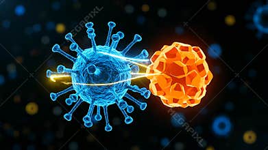 Immune cell attacking a virus