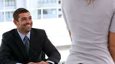 End of an interview between two businesspeople