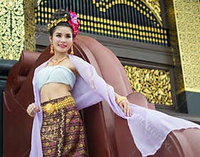Thai Woman In Traditional Costume Of Thailand