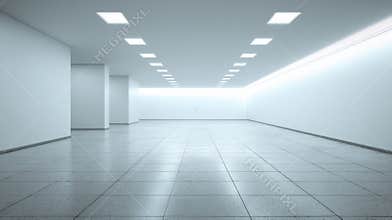 Generative AI Modern Empty Office Space with Clean White Walls and Tile Flooring Offering Brightness business conc