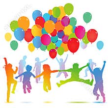 Birthday party with balloons