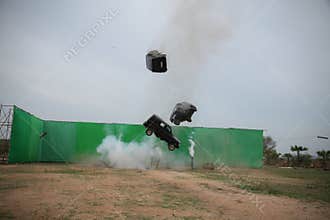 Police Car at Bomb blast Hyderabad India
