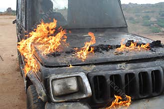Police Car at Bomb blast Hyderabad India