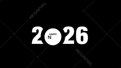 Happy New Year 2026 Animation on Black Background (4K, Loop)