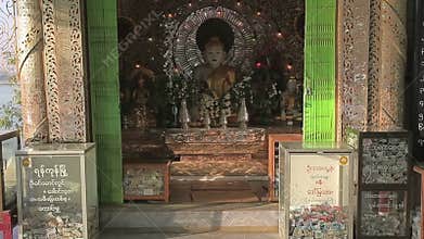 Buddha altar near Bupaya stupa in Bagan