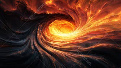 Swirling Clouds of Fire With Intense Bright Yellow Light in Center