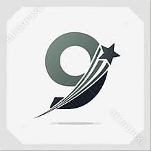 Dynamic Number 9 Logo with Shooting Star