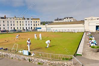 Ladies bowls on a bowling green Teignmouth Devon