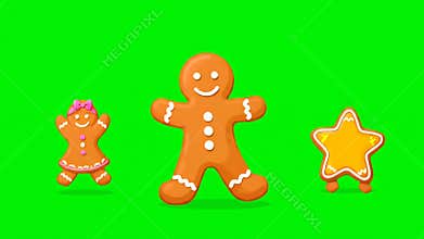 Gingerbread Cookies Family Delightful Christmas Treat on Vibrant Green Backdrop