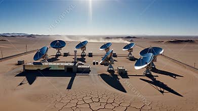 AI Solar collectors in desert view