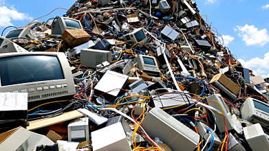 AI E-waste pile of old devices