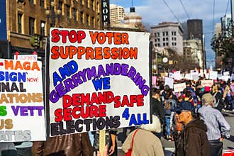 January 19, 2019 San Francisco / CA / USA - Women`s March voting related sign