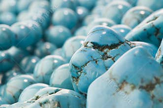 Natural stone turquoise and beads close-up