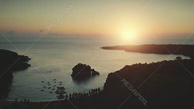 Aerial Drone Flight from Ocean Rock Mountain Arch