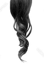 Natural wavy black hair isolated on white background