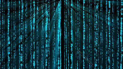 Many numbers, digital data and rays, abstract technology 3d render background, computer generated, for technology or