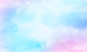 Gentle blue, purple and pink shades watercolor background for vintage card, retro template