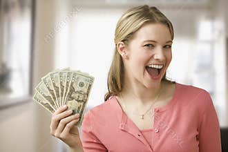 Woman Holding Cash