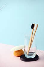 Zero waste natural cosmetics products on modern trendy 3d rendering imitation background, creative eco-friendly idea