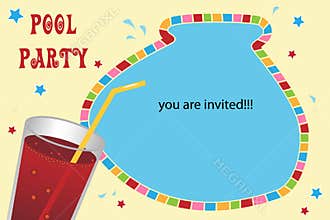 Pool party invitation card