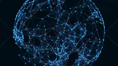 Growing global network and data connections concept. Scientific technology data network .