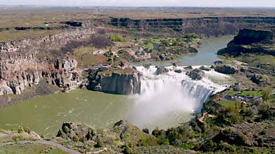 Aerial View Color Footage Representing Shoshone Falls Idaho