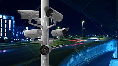 Surveillance cameras in a highway
