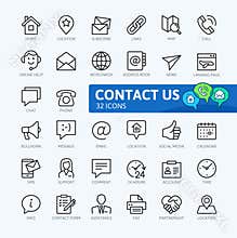 Contact us - minimal thin line web icon set.