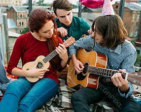 Musical artistic duet guitar ukulele lifestyle