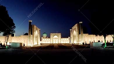 Square Registan, night. Samarkand. Uzbekistan