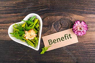 Benefit word on card