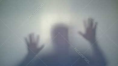 Cruel murder in shower, dead body of man falling down