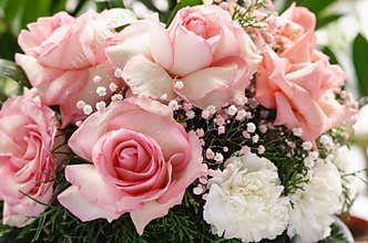White Roses with pink borders Bouquet