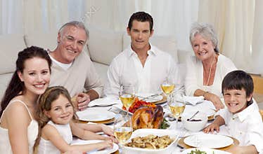Family having a dinner together at home