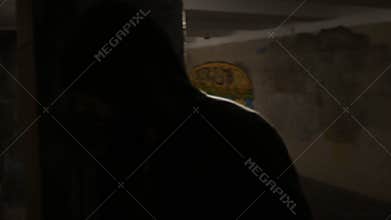 Woman wallking alone, male in hood starts chasing