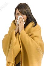 Ill woman with tissue