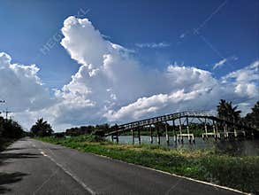 Clear sky on the road after rain