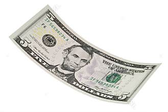 Isolated Five Dollar Bill