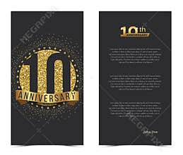 10th anniversary card with gold elements.