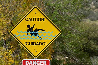 Flash flood caution sign