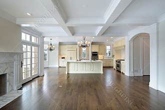 Kitchen and family room