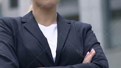 Attractive business woman satisfied with achievements, goals and aspirations