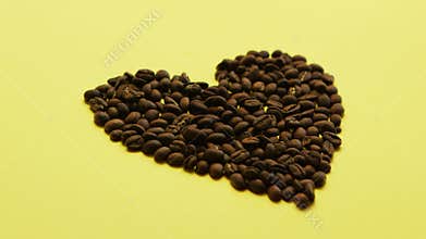 Coffee beans in heart shape