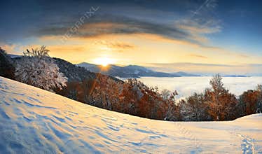 Sunrise in mountains